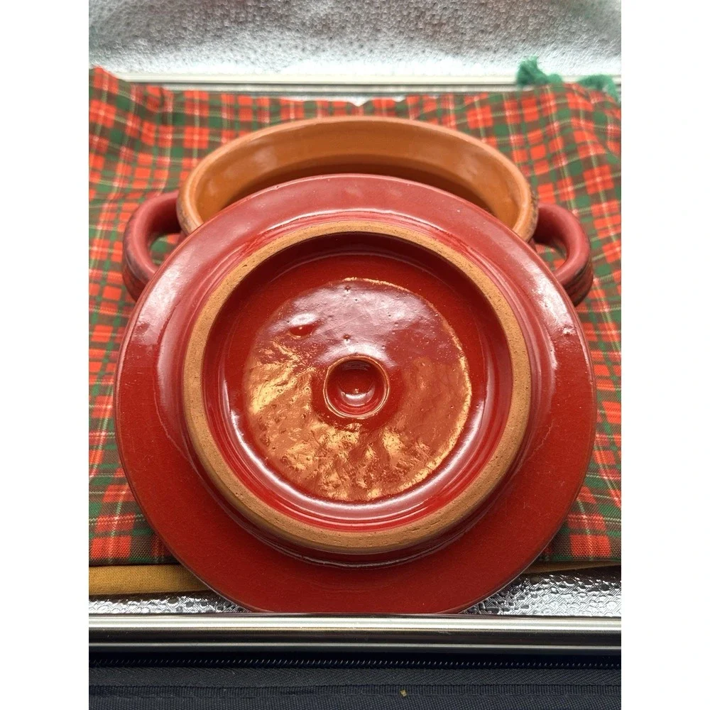 DE SILVA 6 RED‎ Casserole Baking Dish Lid Handles Ceramic Italian Terracotta VTG